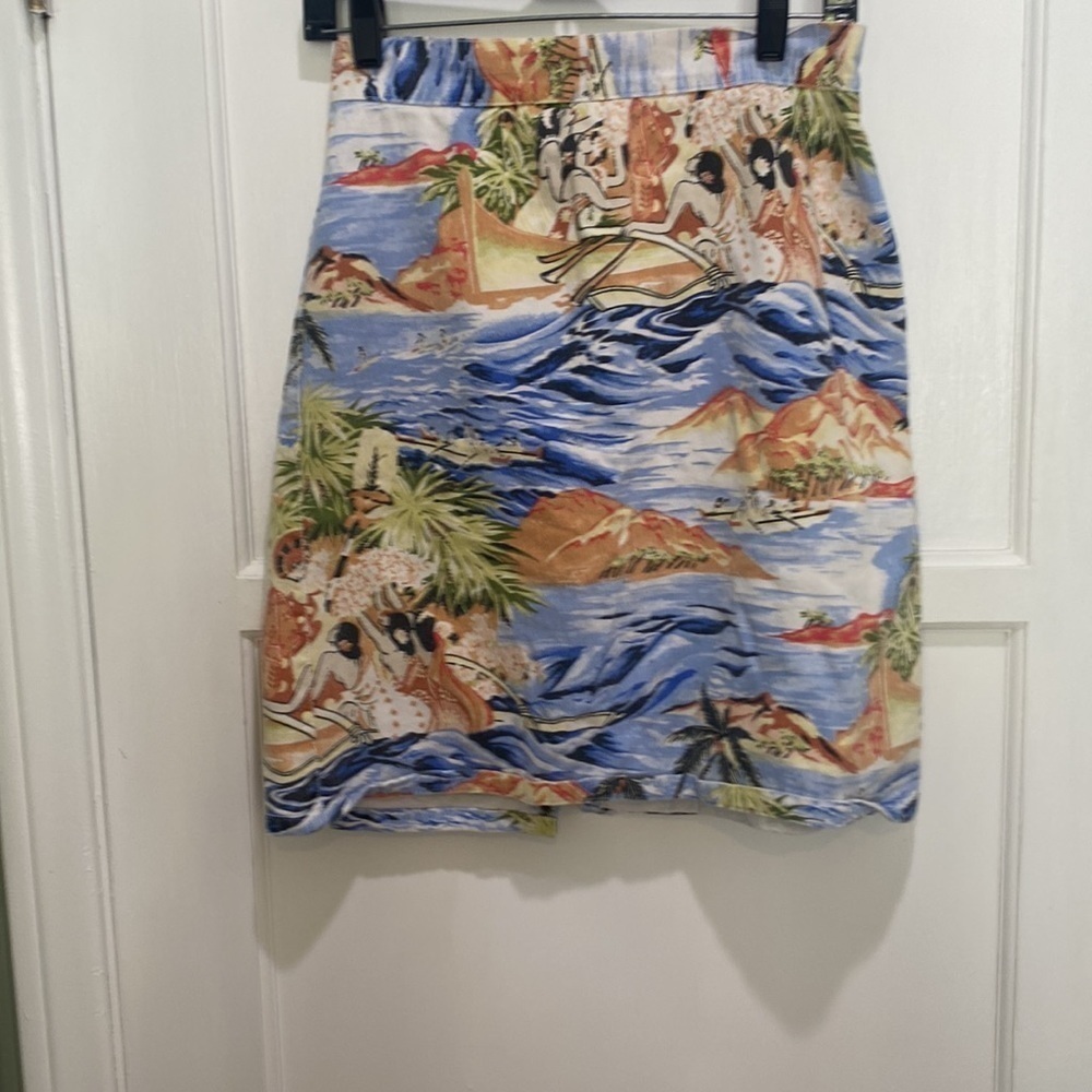 Vintage Bongo Hawaiian print denim skirt medium